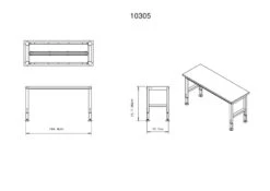HBM Werkbank Met Massief Houten Blad, In Hoogte Verstelbaar, 152 Cm -Goedkope Toolchemy Winkel 10305 frame maten.jpg 1200x600 e916cebc88