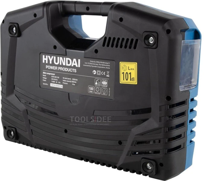 Hyundai Mini-compressor 55791, 1100 Watt, 180L/min, 8 Bar 2 Hyundai Mini-compressor 55791, 1100 Watt, 180L/min, 8 Bar - Afbeelding 2