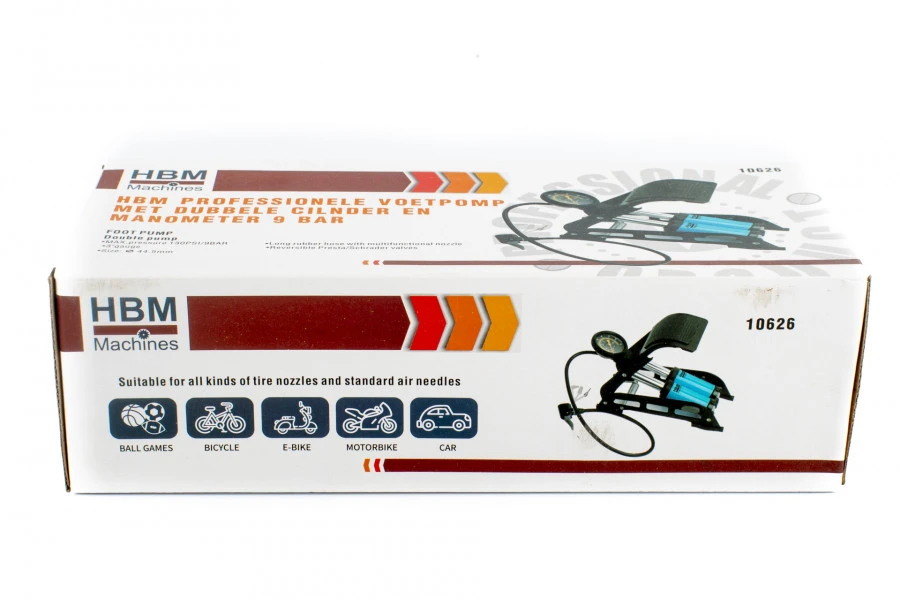 HBM Professionele Voetpomp Met Dubbele Cilinder En Manometer 9 Bar. Set 8 Bar 5 HBM Professionele Voetpomp Met Dubbele Cilinder En Manometer 9 Bar. Set 8 Bar - Afbeelding 5