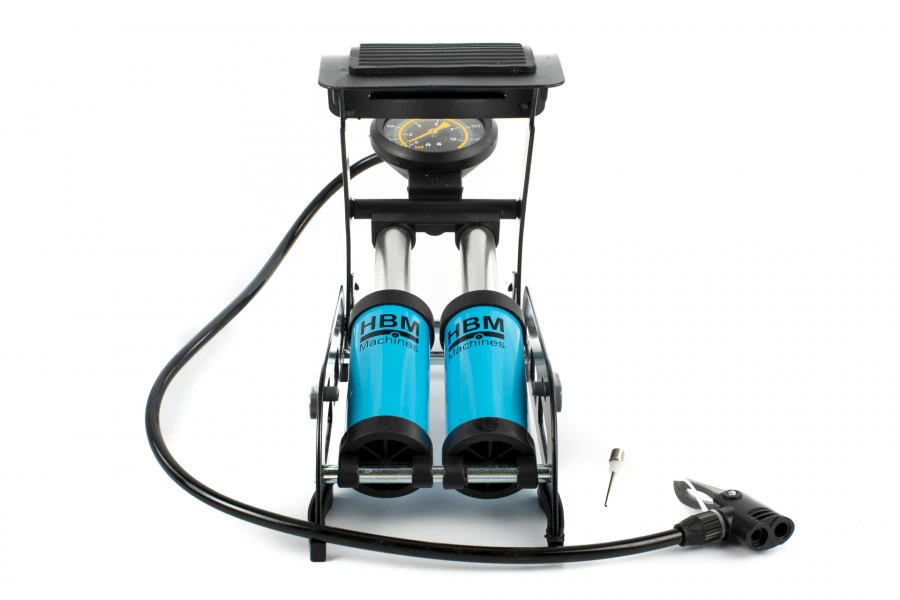 HBM Professionele Voetpomp Met Dubbele Cilinder En Manometer 9 Bar. Set 8 Bar 1 HBM Professionele Voetpomp Met Dubbele Cilinder En Manometer 9 Bar. Set 8 Bar