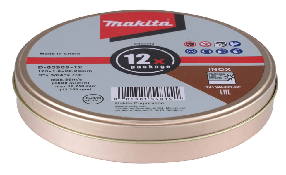 Makita Doorslijpschijven 125 Mm 12 Stuks In Blik D-65969-12 1 Makita Doorslijpschijven 125 Mm 12 Stuks In Blik D-65969-12