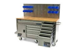 HBM Werkbank 158 Cm 10 Laden Met Deur En Achterwand, RVS