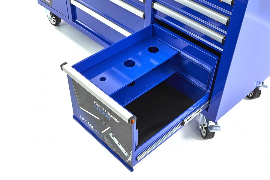 HBM Gereedschapswagen Met Achterwand, Houten Werkblad, 158 Cm, Blauw 8 HBM Gereedschapswagen Met Achterwand, Houten Werkblad, 158 Cm, Blauw - Afbeelding 8