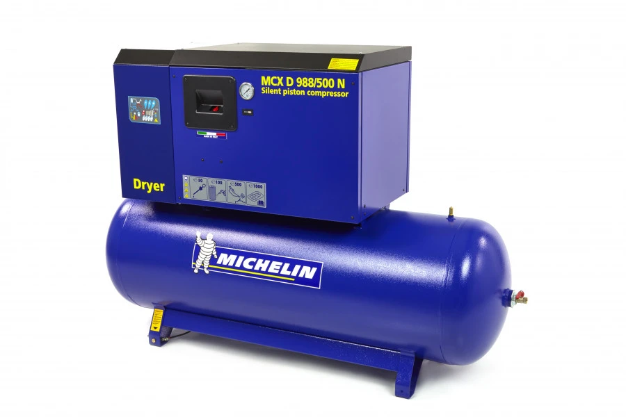 Michelin 10 PK 500 Liter Gedempte Compressor MCXD 988/500 N MET DROGER 1 Michelin 10 PK 500 Liter Gedempte Compressor MCXD 988/500 N MET DROGER