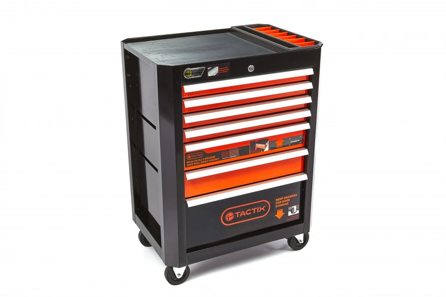 HBM Tactix Gereedschapswagen Met 7 Laden, 66 Cm, Zwart 1 HBM Tactix Gereedschapswagen Met 7 Laden, 66 Cm, Zwart