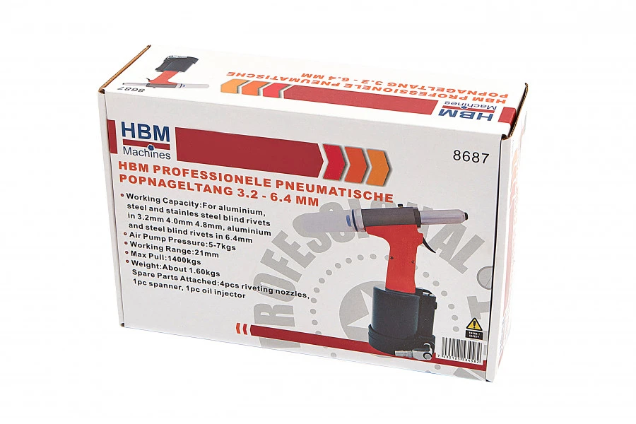 HBM Professionele Pneumatische Popnageltang 3,2 - 6,4 Mm 6 HBM Professionele Pneumatische Popnageltang 3,2 - 6,4 Mm - Afbeelding 6