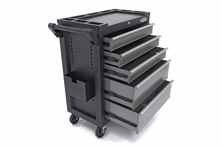 HBM Verrijdbare Gereedschapswagen Met 5 Laden - 80cm - Zwart 4 HBM Verrijdbare Gereedschapswagen Met 5 Laden - 80cm - Zwart - Afbeelding 4