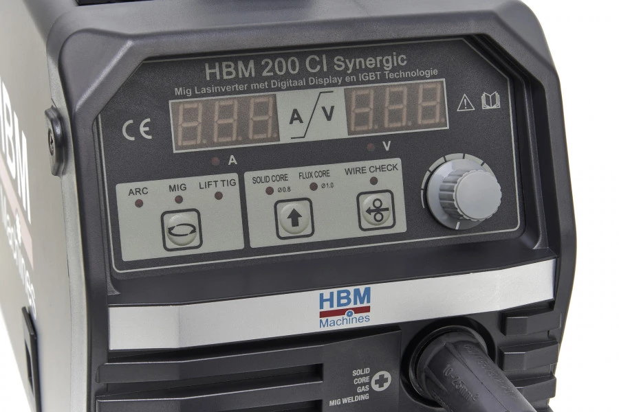 HBM 200 CI Synergic Mig Lasinverter Met Digitaal Display En IGBT Technologie 5 HBM 200 CI Synergic Mig Lasinverter Met Digitaal Display En IGBT Technologie - Afbeelding 5