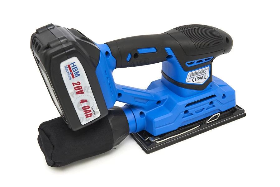 HBM Professionele 20 Volt 4,0AH Lion Vlakschuurmachine Inclusief 2 Lion Accu's En 15 Schuurvellen 2 HBM Professionele 20 Volt 4,0AH Lion Vlakschuurmachine Inclusief 2 Lion Accu's En 15 Schuurvellen - Afbeelding 2