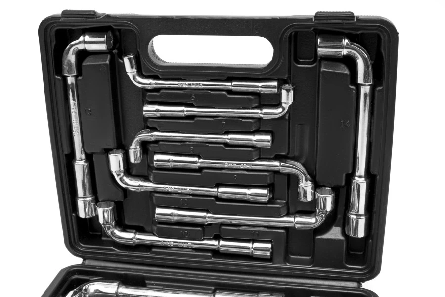 HBM 14 Delige Haakse, Open Pijpsleutelset 3 HBM 14 Delige Haakse, Open Pijpsleutelset - Afbeelding 3