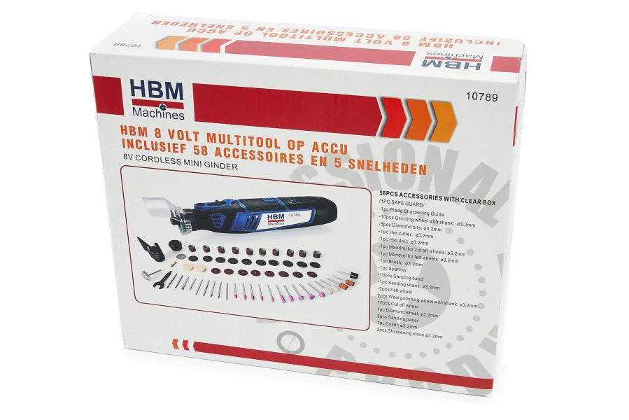 HBM 8 Volt Multitool Op Accu Inclusief 58 Accessoires En 5 Snelheden 10 HBM 8 Volt Multitool Op Accu Inclusief 58 Accessoires En 5 Snelheden - Afbeelding 10