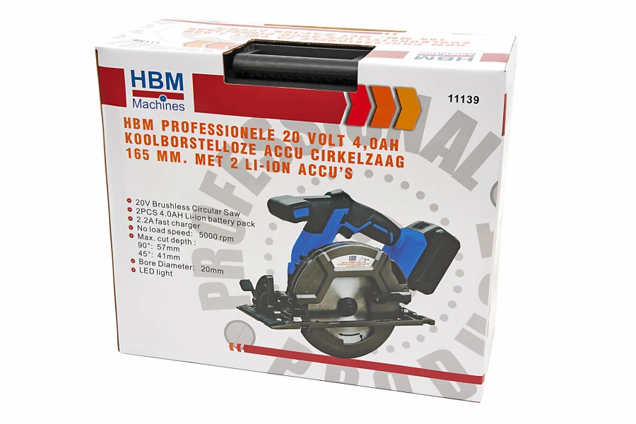HBM Koolborstelloze Accu Cirkelzaag 165 Mm 20 Volt 4,0 Ah Power20.4 15 HBM Koolborstelloze Accu Cirkelzaag 165 Mm 20 Volt 4,0 Ah Power20.4 - Afbeelding 15